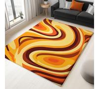 Générique Tapis Couleur Terre à Poils Courts 160x230 cm - Vintage Spirale Courbe Art Lignes, Tapis Lavable Antidérapant Doux pour Salon, Chambre Enfant, Salle à Manger, Crèche, Salle de Jeux