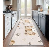 Générique Tapis Couloir Anime Tigre Lavable en Machine, 90x360 cm Antidérapant Tapis Cuisine Devant Evier Motif Kawaii Feuille Animaux, Paillasson Entree Interieur, Moquette Chambre Adulte, Poil Ras