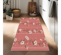Générique Tapis Couloir Antidérapant Fleurs Vignes Rayures Poil Court Doux Lavable en Machine 60 x 120 cm, Tapis Coureur Décoratif Style Campagnard pour Entrée Chambre Cuisine Maison