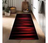 Générique Tapis Couloir Antidérapant Rayures Verticales Rouges Poil Court Doux Lavable en Machine 50 x 140 cm, Tapis Coureur Décoratif Surréalisme pour Entrée Chambre Cuisine Maison
