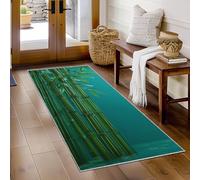 Générique Tapis Couloir Bambou Verte, Tapis de Couloir Méditation Zen Feuille 50x150, pour Cuisine, Entree Interieur, Chambre, Descente de Lit, Lavable, Antidérapant, Poil Court i2313