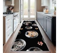 Générique Tapis Couloir Chat Lavable en Machine, 90x300 cm Antidérapant Tapis Cuisine Devant Evier Motif Kawaii Empreinte Bulle, Paillasson Entree Interieur, Moquette Chambre Adulte, Poil Ras