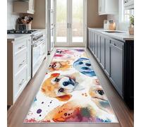 Générique Tapis Couloir Chien Colorée, Tapis de Couloir Chiot 80x250, pour Cuisine, Entree Interieur, Chambre, Descente de Lit, Lavable, Antidérapant, Poil Court e835