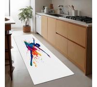 Générique Tapis Couloir Cuisine Antidérapant 60 x 150 cm, Tapis de Passage à Poil Court Doux Danse Peinture Colorée Lavable en Machine Motion Illustration pour Salon Couloir Entrée Buanderie