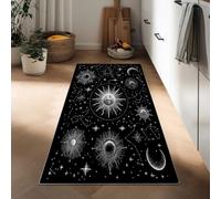 Générique Tapis Couloir Cuisine Antidérapant 60 x 150 cm, Tapis de Passage à Poil Court Doux Soleil Lune Étoiles Constellations Lavable en Machine Thème Céleste pour Salon Couloir Entrée Buanderie
