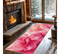 Générique Tapis Couloir Fleur de Pivoine, Tapis de Couloir Aquarelle Fleurs Pastel 50x150, pour Cuisine, Entree Interieur, Chambre, Descente de Lit, Lavable, Antidérapant, Poil Court d765
