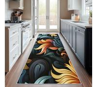 Générique Tapis Couloir Fleuri Abstrait, Tapis de Couloir Fleurs Art 80x200, pour Cuisine, Entree Interieur, Chambre, Descente de Lit, Lavable, Antidérapant, Poil Court i438