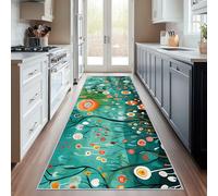 Générique Tapis Couloir Floral Abstrait, Tapis de Couloir Fleuri Bohème 80x400, pour Cuisine, Entree Interieur, Chambre, Descente de Lit, Lavable, Antidérapant, Poil Court i459