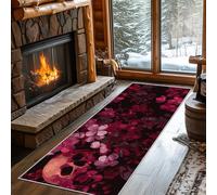 Générique Tapis Couloir Gothique Antidérapant Long Lavable Machine, Tapis De Couloir Fleur De Cerisier Tête De Mort De Cuisine Passage Entree Intérieur Descente De Lit Chambre Poil Ras 80x150 cm