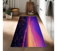 Générique Tapis Couloir Lavable en Machine Paysage Urbain, Tapis de Passage Cuisine 40 x 120 cm - Moquette Doux néon Gratte Ciel pour Salon Chambre à Coucher Salle à Manger Couloir Descente de lit