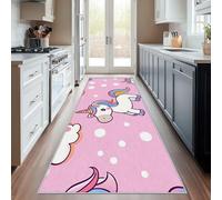 Générique Tapis Couloir Licorne, Tapis de Couloir Garçons Filles Rose Dessin Animé 80x200, pour Cuisine, Entree Interieur, Chambre, Descente de Lit, Lavable, Antidérapant, Poil Court e816