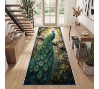 Générique Tapis Couloir Long 40 x 120 cm Animaux Paon Tapis Antidérapant | Peinture À L'Huile Fleurs Tapis Doux Tapis Étroit, Lavable Moquette Cuisine Long - Coureur de Passage pour Couloir Passage