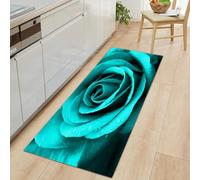 Générique Tapis Couloir Long 50 x 140 cm, Tapis Passage Poil Ras Bleu Canard Rose - Lavable en Machine Coureur de Cuisine Fleurs Photographiques Antidérapant Coureur D'entrée Descente de Lit Chambre