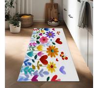 Générique Tapis Couloir Long 60 x 150 cm minimalisme, Tapis Passage Poil Ras Fleurs Papillon Amour - Lavable en Machine Coureur de Cuisine antidérapant Coureur d'entrée Descente de lit Chambre