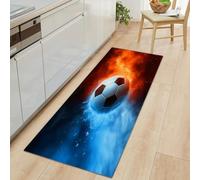 Générique Tapis Couloir Long Doux Antidérapant 50 x 140 cm, Lavable Tapis Cuisine Long Style Sportif - Coureur de Passage Long Football Glace et Feu pour Cuisine Couloir Passage Chambre