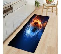 Générique Tapis Couloir Long Doux Antidérapant 60 x 150 cm, Lavable Tapis Cuisine Long Fantaisie - Coureur de Passage Long Sports Eau et Feu Football pour Cuisine Couloir Passage Chambre