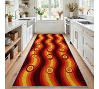 Générique Tapis Couloir Long Modernisme du Milieu du XXE siècle Rétro Lavable - Tapis de Passage à Poils Courts Vagues Rayures pour Cuisine Salon Chambre Bureau Chambre d'enfant buanderie 80 x 300 cm