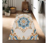 Générique Tapis Couloir Long Style Bohème Motifs Symétriques 40 x 120 cm Doux Antidérapant Tapis Étroit, Lavable Moquette Cuisine Long, Coureur de Passage pour Cuisine Couloir Passage Chambre, Crème