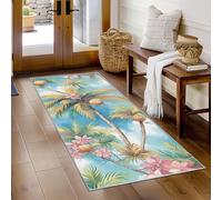 Générique Tapis Couloir Noix de Coco, Tapis de Couloir Feuille Tropical 60x180, pour Cuisine, Entree Interieur, Chambre, Descente de Lit, Lavable, Antidérapant, Poil Court j935
