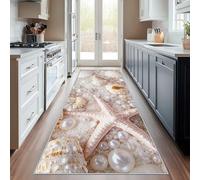 Générique Tapis Couloir Perle Lavable en Machine, 60x180 cm Antidérapant Tapis Cuisine Devant Evier Motif Magnifique étoile De Mer, Paillasson Entree Interieur, Moquette Chambre Adulte, Poil Ras