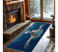 Générique Tapis Couloir Tortue de Mer, Tapis de Couloir Tortue Poisson Bleu 80x200, pour Cuisine, Entree Interieur, Chambre, Descente de Lit, Lavable, Antidérapant, Poil Court f462