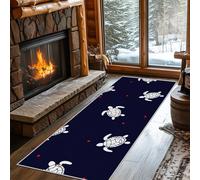 Générique Tapis Couloir Tortue, Tapis de Couloir Tortue de Mer Bleu Marine 60x180, pour Cuisine, Entree Interieur, Chambre, Descente de Lit, Lavable, Antidérapant, Poil Court f504