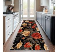 Générique Tapis Couloir Vintage Rose Lavable en Machine, 120x300 cm Antidérapant Tapis Cuisine Devant Evier Motif Fleur, Paillasson Entree Interieur, Moquette Chambre Adulte, Poil Ras