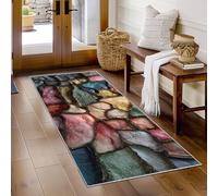 Générique Tapis Couloir Vitrail, Tapis de Couloir Géométrique Colorée 60x300, pour Cuisine, Entree Interieur, Chambre, Descente de Lit, Lavable, Antidérapant, Poil Court j2020