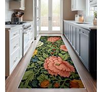 Générique Tapis Couloir William Morris, Tapis de Couloir Fleur Art Nouveau 80x300, pour Cuisine, Entree Interieur, Chambre, Descente de Lit, Lavable, Antidérapant, Poil Court i1287