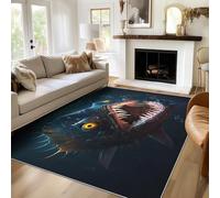 Générique Tapis Créature Marine Inconnue Lavable 100x150, Tapis Salon Chambre, Motif étrange Poisson, Antidérapant, Poil Court, Doux, Decoration Maison