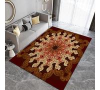 Générique Tapis Cuisine 100x150 cm Imitation Cachemire Lavable Art Abstrait Motif Style Ethnique Ferme 3D Antidérapant Nettoyage Facile à la Machine ou à la Main Idéal pour Entrée Studio Côté Lit Q-3