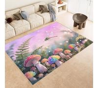 Générique Tapis Cuisine 50x80 cm Imitation Cachemire Lavable Motif Champignons Herbe 3D Antidérapant Nettoyage Facile à la Machine ou à la Main Idéal pour Entrée Studio Côté Lit ou Décoration Murale