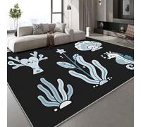 Générique Tapis Cuisine 60x90 cm Imitation Cachemire Lavable Algues Coquillages Motif Peint Mignon 3D Antidérapant Nettoyage Facile à la Machine ou à la Main Idéal pour Entrée Studio Côté Lit