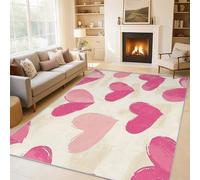 Générique Tapis Cœur Rose d'amour Interieur 180 x 200 cm, Tapis Salon Femmes Filles Romantique Chambre, Moquette Motif Antidérapant Lavable Poil Ras Doux, Décoration Intérieure QAZ58
