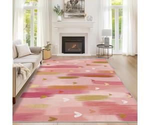 Générique Tapis Cœur, Tapis Entree Interieur Coup de Pinceau Abstrait, Poils Antidérapant Courts Doux Moquette Paillasson Interieur Entree Un Nettoyage Facile 60 x 90 cm P-&123