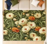 Générique Tapis d’intérieur - 180 x 270 cm de Long Tapis à Poils Courts Doux en Fausse Laine résistant aux Taches et durableVintage Naturel Style Botanique Vert foncé idéal pour la Chambre