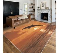 Générique Tapis Dauphin, Tapis Entree Interieur Paysage Marin Coucher du Soleil, Poils Antidérapant Courts Doux Moquette Paillasson Interieur Entree Un Nettoyage Facile 40x60 cm P-&71