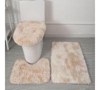 Générique Tapis de Bain 3 Pièces en Microfibre Ultra Douce - Antidérapant, Absorbant, Lavable en Machine, Tapis Contour WC et Housse de Couvercle de Toilette (Marron Clair Dégradé)
