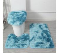 Générique Tapis de Bain 3 Pièces en Microfibre Ultra Douce - Antidérapant, Absorbant, Lavable en Machine, Tapis Contour WC et Housse de Couvercle de Toilette (Bleu dégradé)