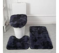 Générique Tapis de Bain 3 Pièces en Microfibre Ultra Douce - Antidérapant, Absorbant, Lavable en Machine, Tapis Contour WC et Housse de Couvercle de Toilette (Marine dégradé)
