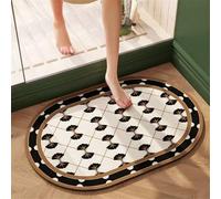 Générique Tapis de Bain Diatomite Séchage Rapide, Tapis Salle de Bain Super Absorbant Antidérapant, Tapis de Douche Doux Lavable en Machine pour Baignoire et WC Vintage 50x80cm 3-529