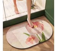 Générique Tapis de Bain Diatomite Séchage Rapide, Tapis Salle de Bain Super Absorbant Antidérapant, Tapis de Douche Doux Lavable en Machine pour Baignoire et WC Lily 60x90cm 3-1043