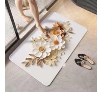 Générique Tapis de Bain Diatomite Séchage Rapide, Tapis Salle de Bain Super Absorbant Antidérapant, Tapis de Douche Doux Lavable en Machine pour Baignoire et WC Daisy 80x120cm 3-125