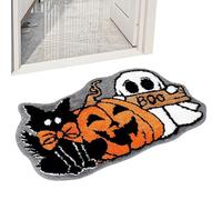 Générique Tapis de Bain Halloween - Fantôme Chat Noir Motif pour Douche | Tapis Doux Antidérapant avec Design Confortable, Accent Décoratif, Idéal pour Maison Intérieur Décoration Halloween, 40x60cm
