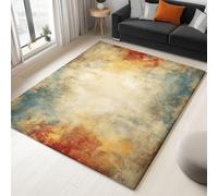 Générique Tapis de Beige Imprimé, Style Vintage Effet Usé Texture Tapis Poil Court, Tapis Doux Antidérapant, Léger Résistant pour Salon Chambre à Coucher Salle à Manger Décoration 80 x 150 cm