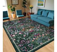 Générique Tapis de Chaise Gaming Bureau Salon Chambre Adulte Salle a Manger Cuisine, Décoration intérieure à imprimé Floral Oriental Multicolore, Vert foncé, 90 x 150 cm