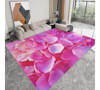 Générique Tapis de Chambre 100 x 160 cm Doux Imprimé Romantique, Tapis de Salon Antidérapant Lavable Decor Plantes Fleurs Rose Pétales - Moquette pour Salle de séjour Chambre d'enfant Salle de Jeu