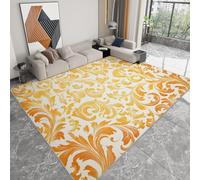 Générique Tapis de Chambre 100 x 160 cm Moquette Doux Imprimé Or, Tapis de Salon Antidérapant Lavable Decor Luxueux Damas - Moquette pour Salle de séjour Chambre d'enfant Salle de Jeu