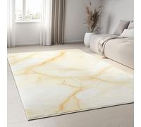Générique Tapis de Chambre 180 x 240 cm Moquette Doux Imprimé Luxe Marbre Or Texture, Tapis de Salon Lavable et Antidérapant - Moquette Ivoire pour Salle de Séjour Chambre d'enfant Salle de Jeu