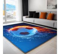 Générique Tapis de Chambre Sports Eau feu Technique Football 120 x 170 cm, Coureur Moquette de Salon à Poils Ras, Tapis Lavable intérieur Art 3D pour décor de Cuisine et Salle à Manger